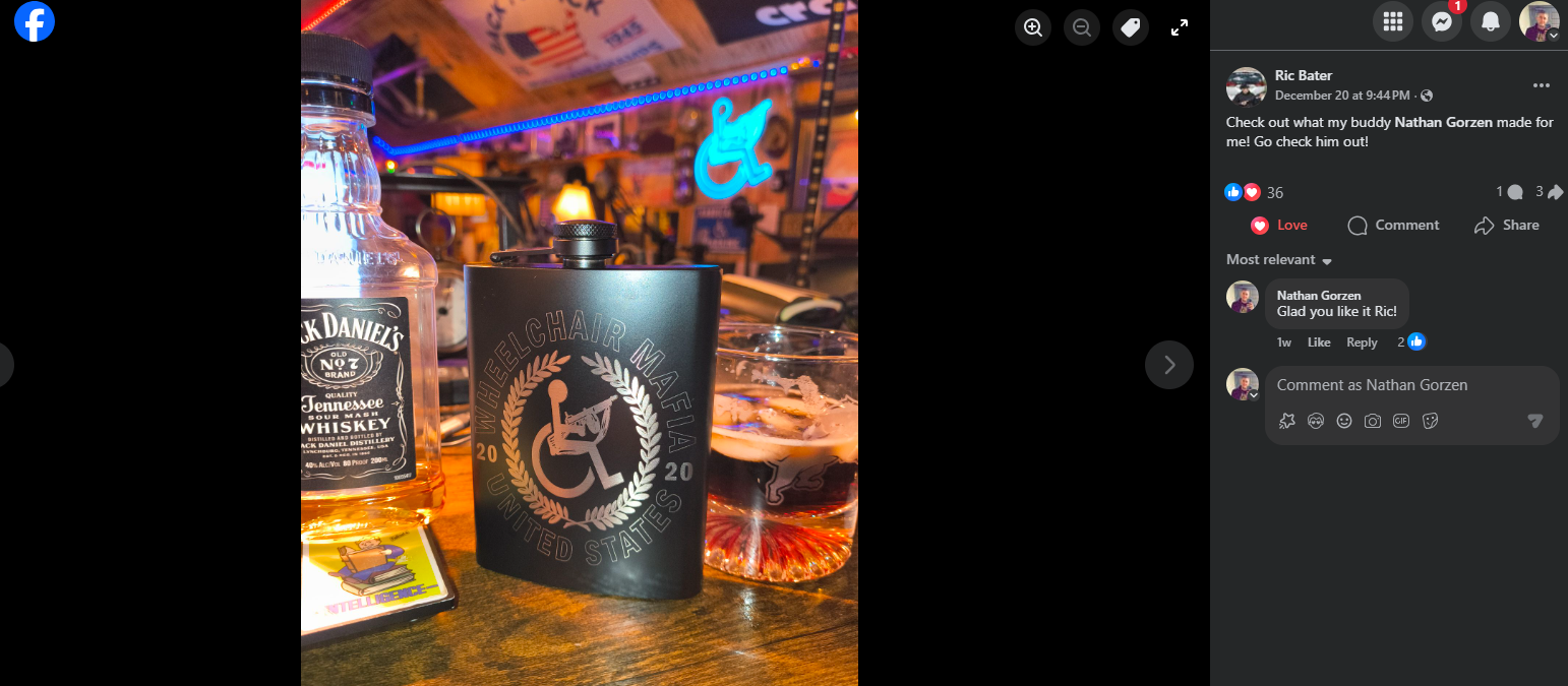 Customer testimonial - custom engraved flask