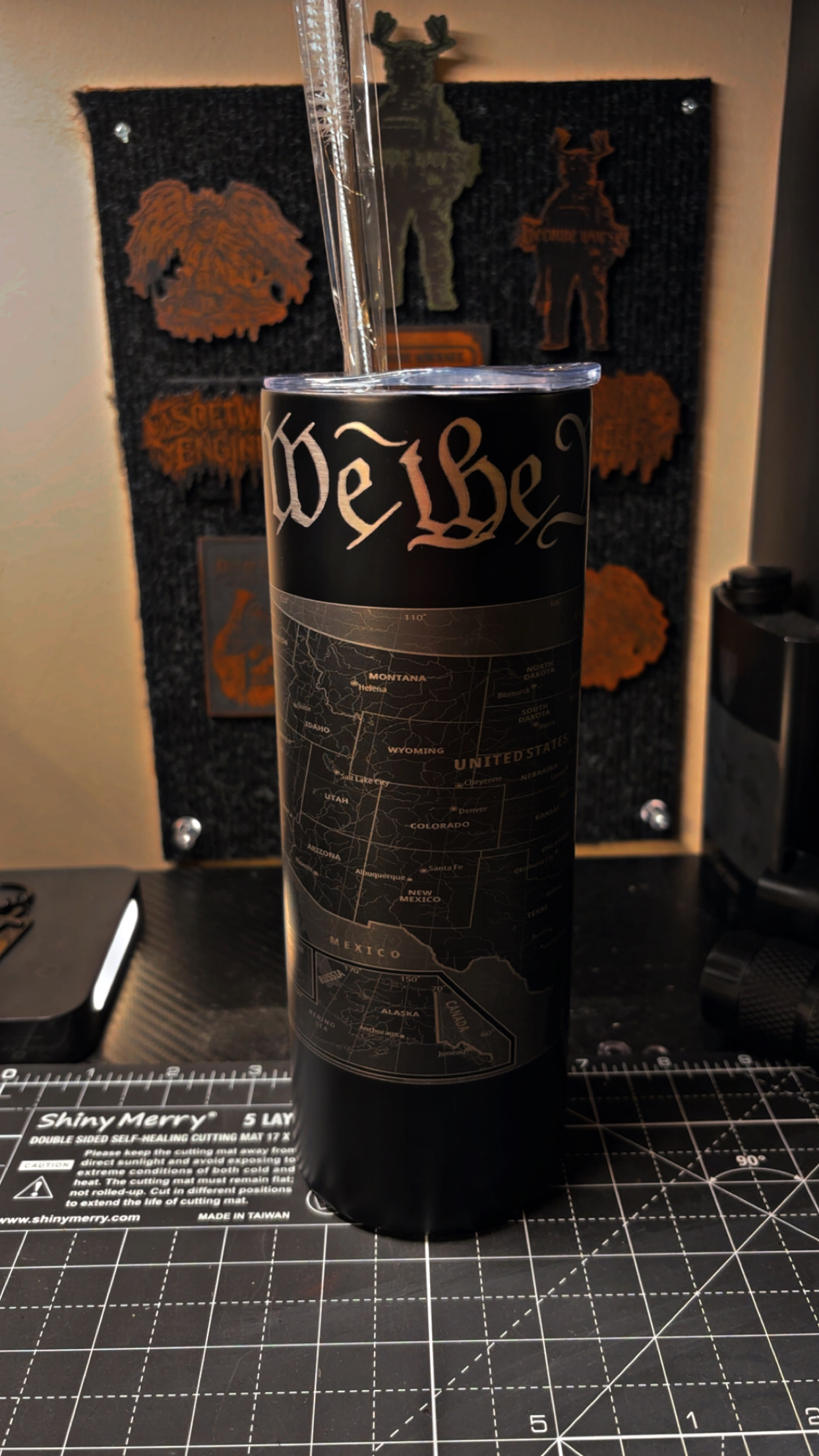 Tumbler with US map engraving